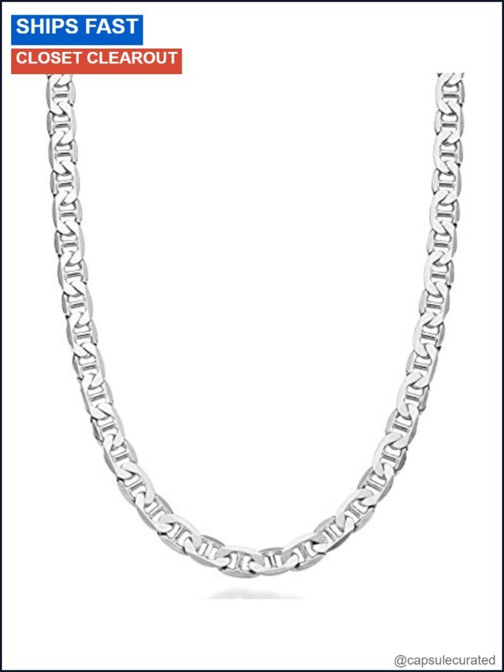 Italian 925 Sterling Silver 6mm Mariner Link Chain Necklace